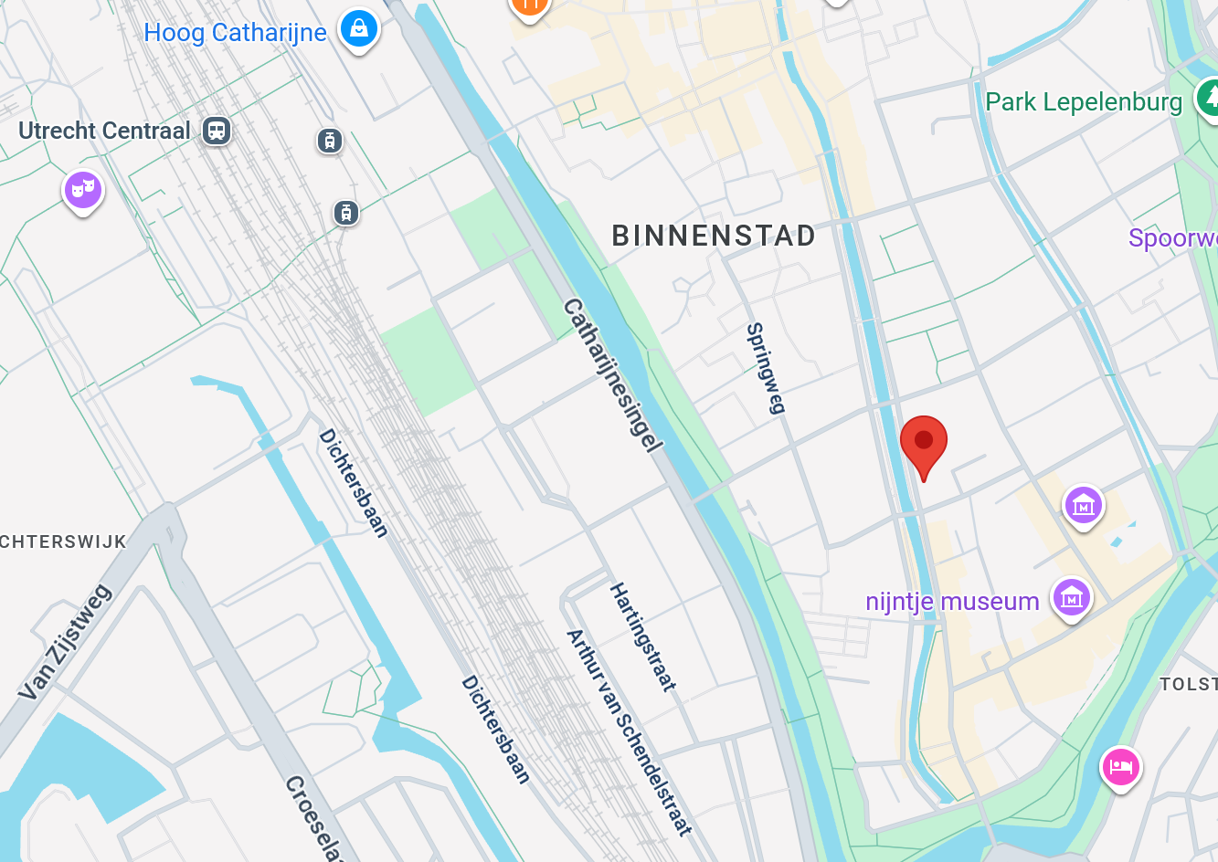 Map showing the location of Oudegracht 328, Utrecht