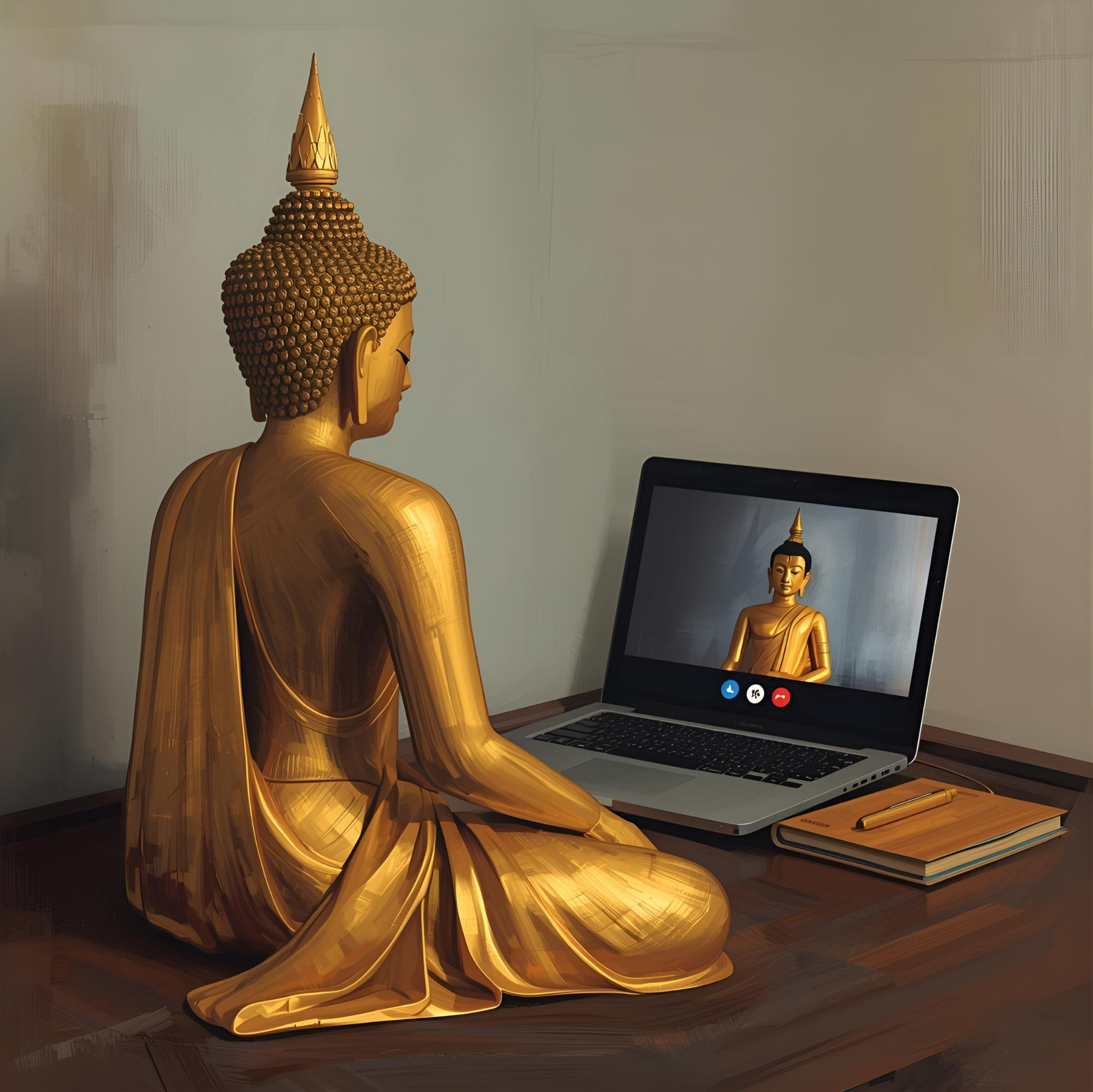 Buddha on video call